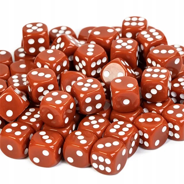 ZESTAW 2 KOSTEK K6 RPG KOŚĆ SZEŚCIOŚCIENNA BRĄZOWA 1,6 CM Liczba sztuk 2 szt.