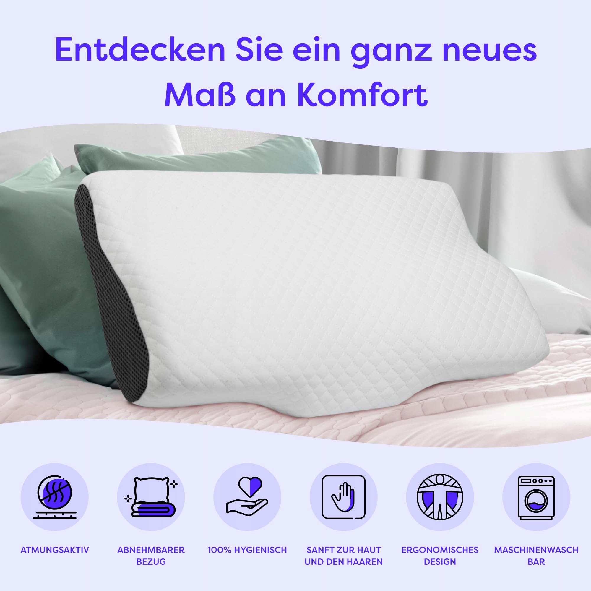 WOLKENFELD Poduszka Ortopedyczna Pianka Memory Ergonomiczna — miniatura 3
