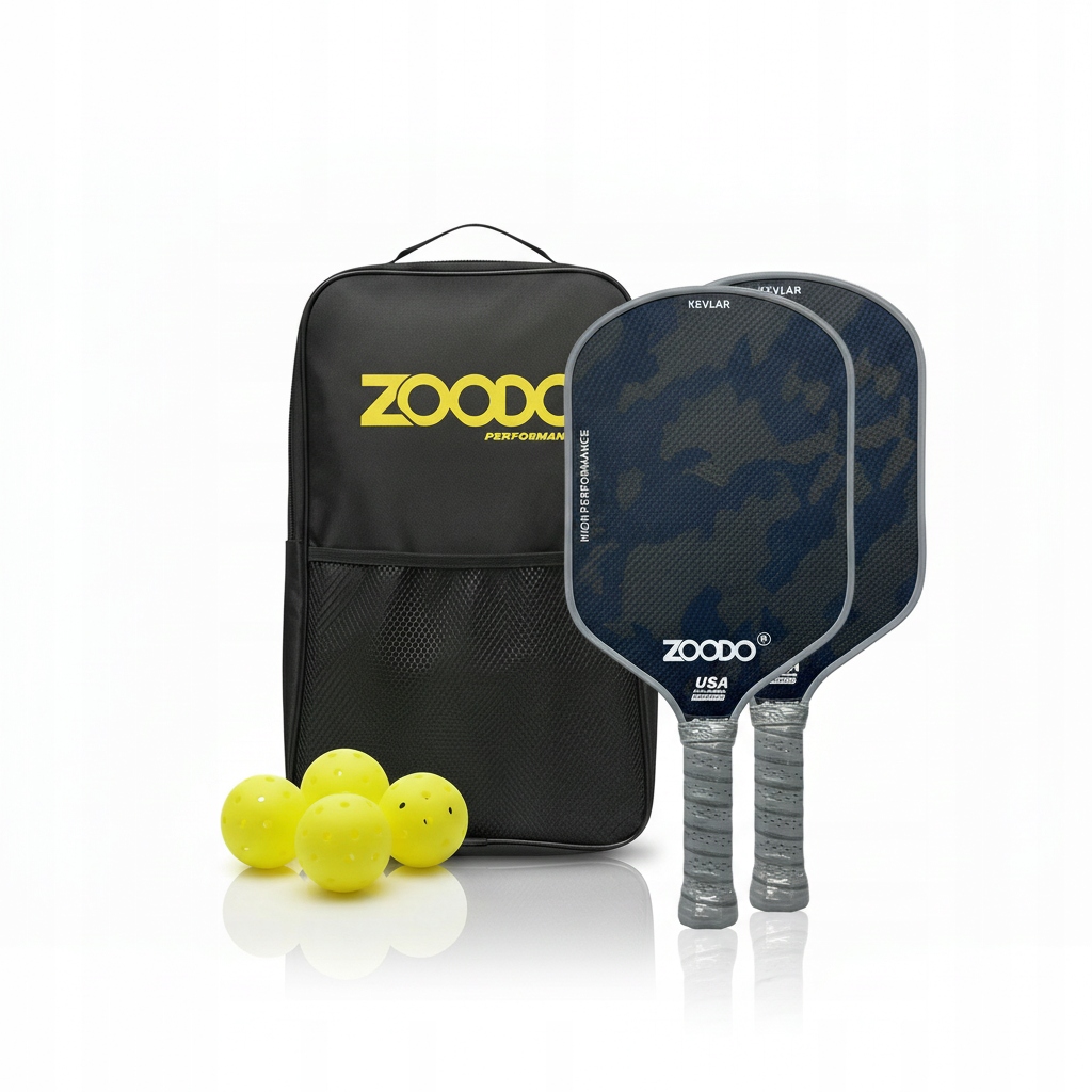 Rakety pro Pickleball Zoodo P7 Kevlar šedá camo (4 míčky, taška) Usapa