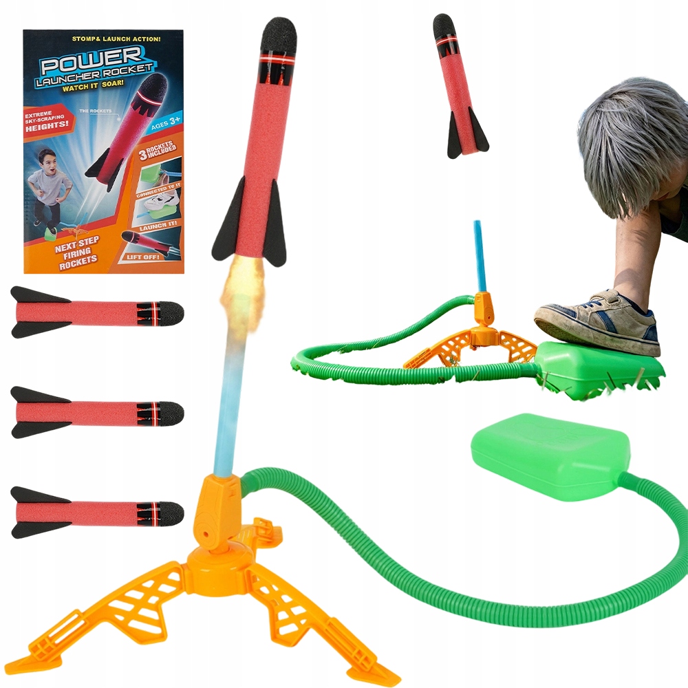 WYRZUTNIA RAKIET PIANKOWYCH ZABAWKA DLA DZIECI STOMP ROCKET GRA