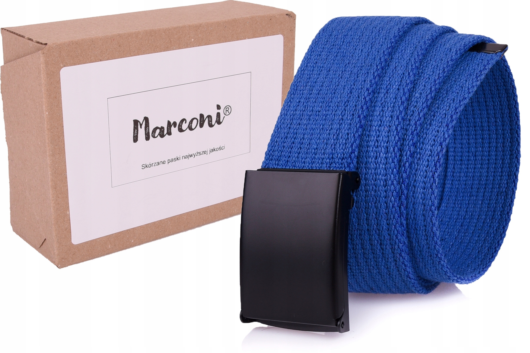 

Bawełniany Pasek 4cm Parciany Jeans Niebieski