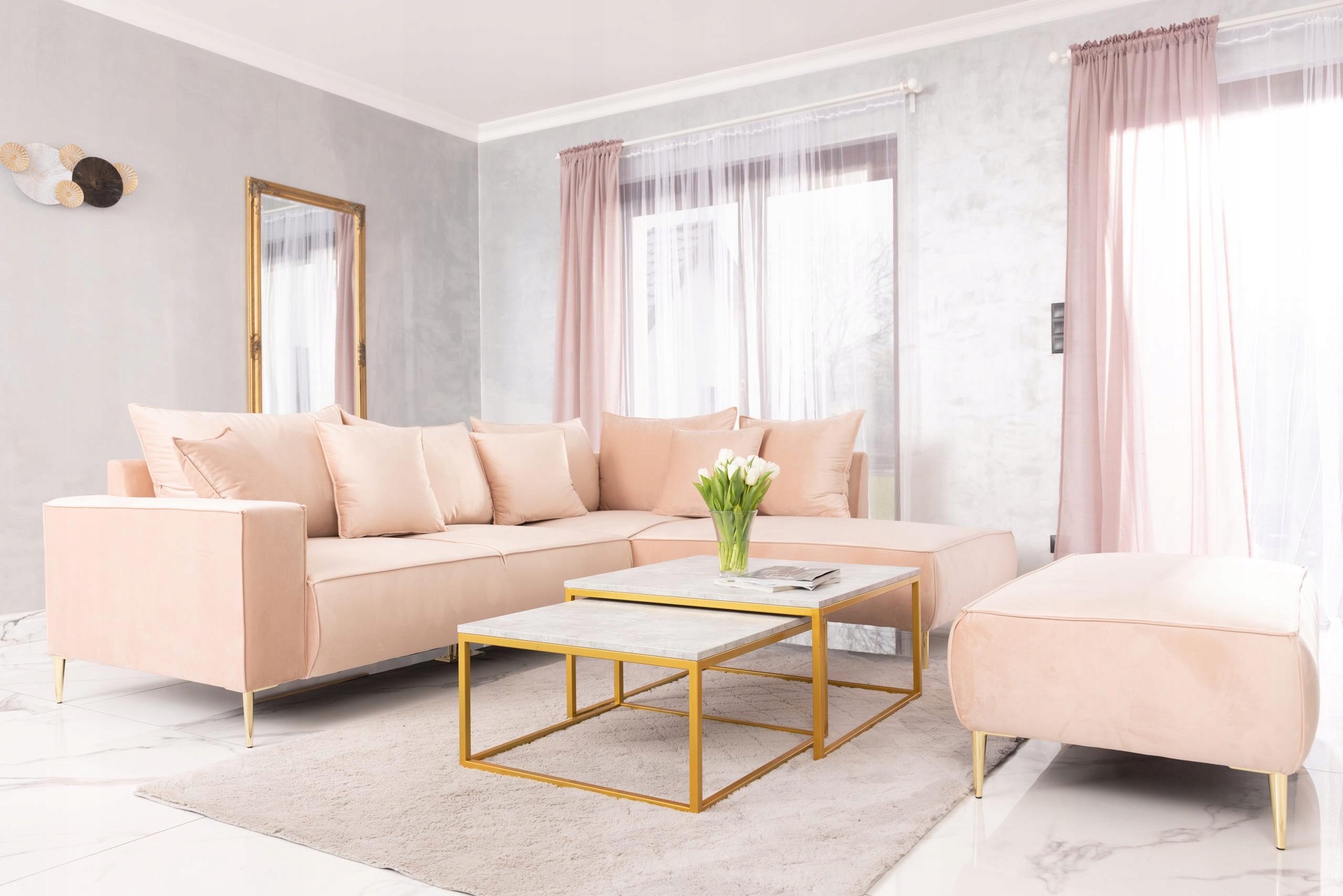 Rohová Sedací Souprava do obývacího pokoje Rohová Sedačka Monte Rosegold