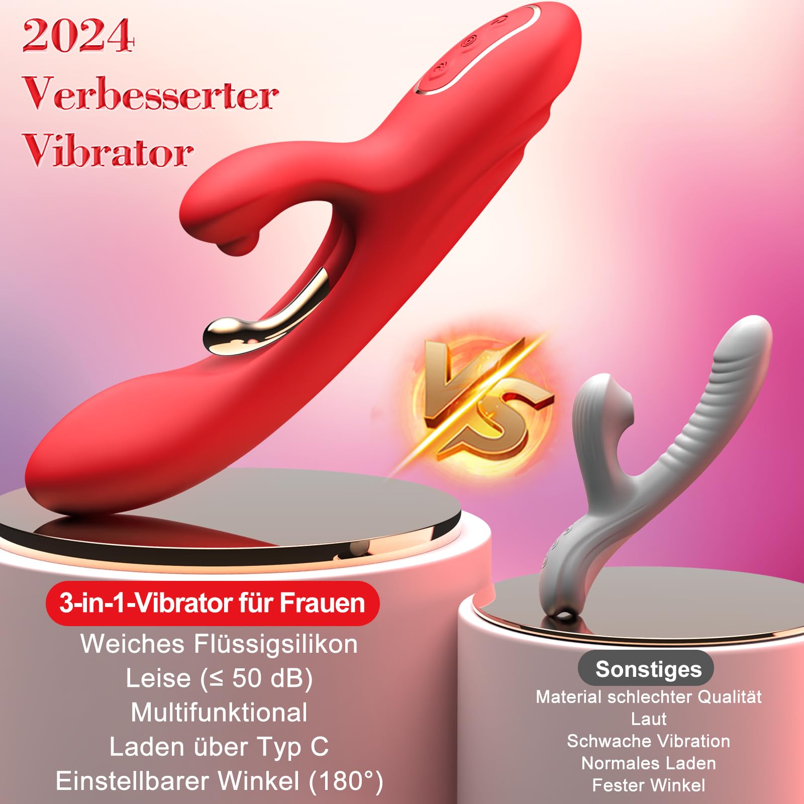 RABBIT VIBRATOR Dla Kobiet G Punkt Klitoris Dildo 9 Trybów Wibracji — miniatura 4