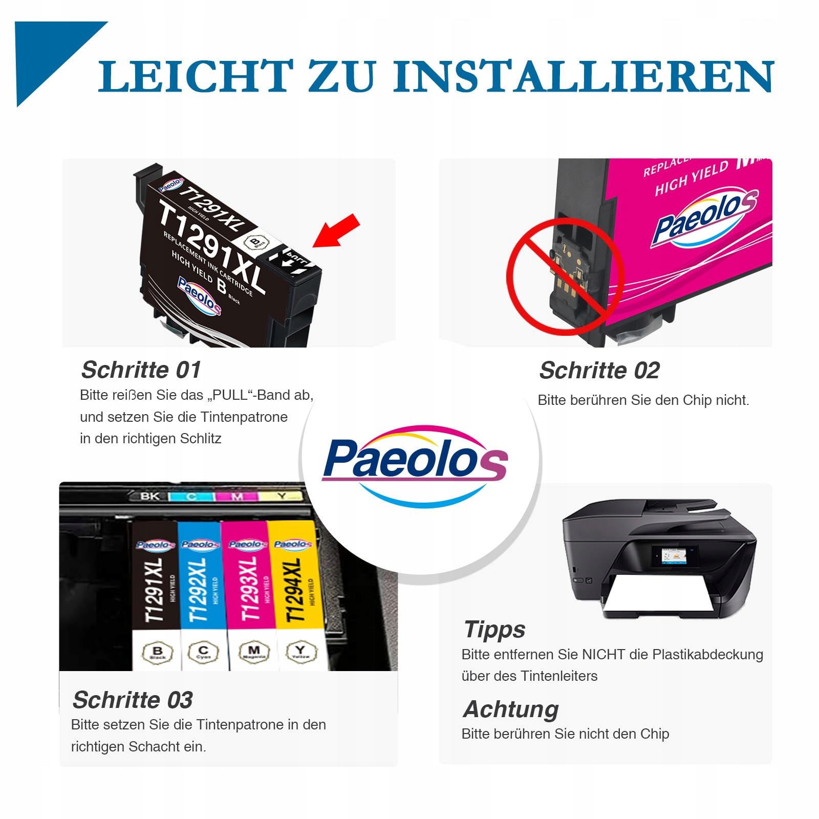 PAEOLOS T1291 Czarny Zestaw Tuszy do Epson Stylus SX435W SX235W SX420W — miniatura 5