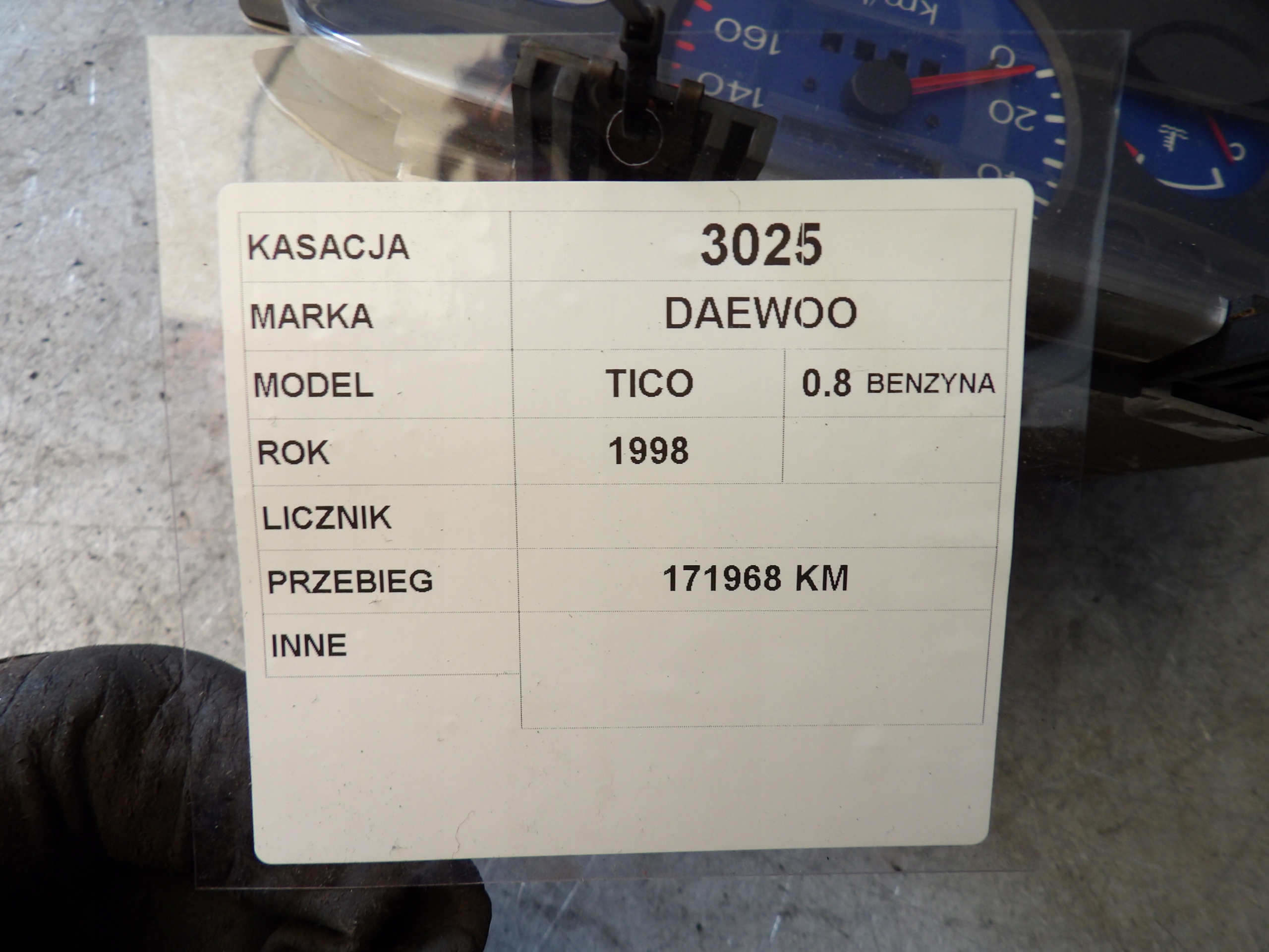 Daewoo Tico dials, liczniki 0,8B