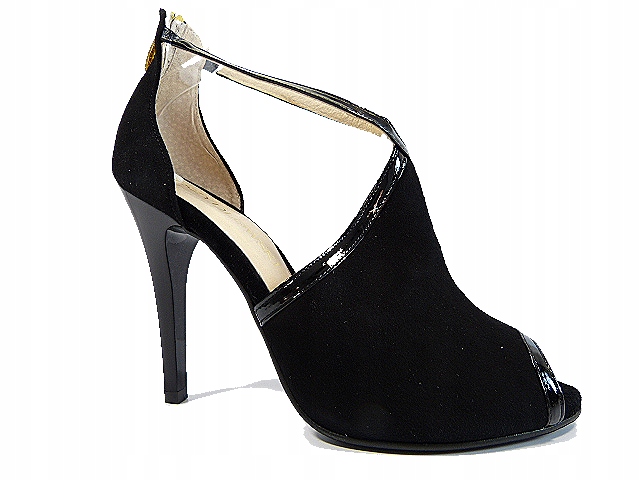 Černé semišové lodičky z kůže bez prstů Szydłowski 37