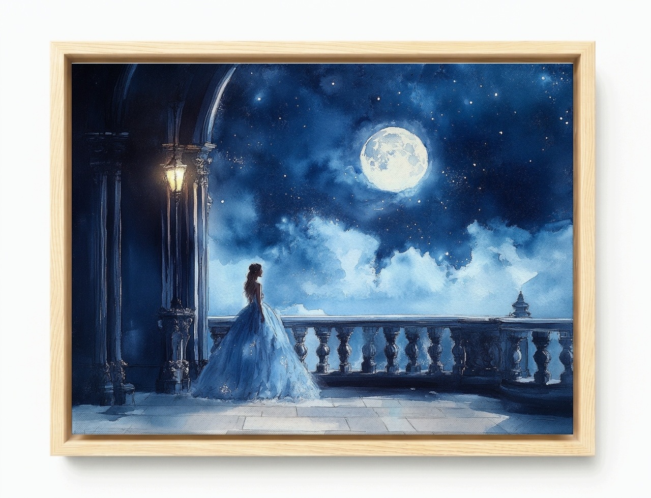 Obraz Rám American Box Noc Mesiac Zámok Palác Bal Princezná Rozprávka 80x60