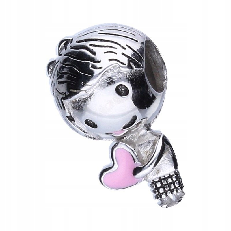 Přívěsek na náramky Bead Stříbro 925 Dívka Růžová Emalie Srdce