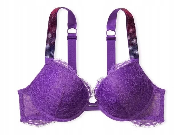Krajková podprsenka Victoria's Secret push-up zirkony fialová 75C (34C)