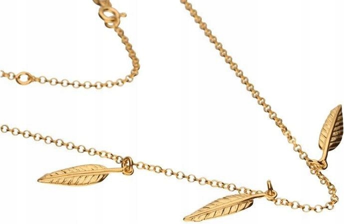 Stříbrný pozlacený náhrdelník 925 choker peříčka 3,60g s přívěsky dárek