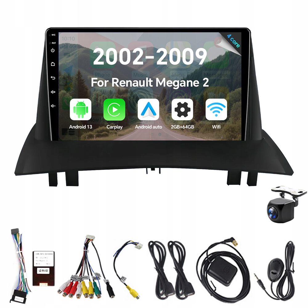 2Din Android 13 autorádio pro Renault Megane 2 2002-2009 2G 64G Carplay Gps