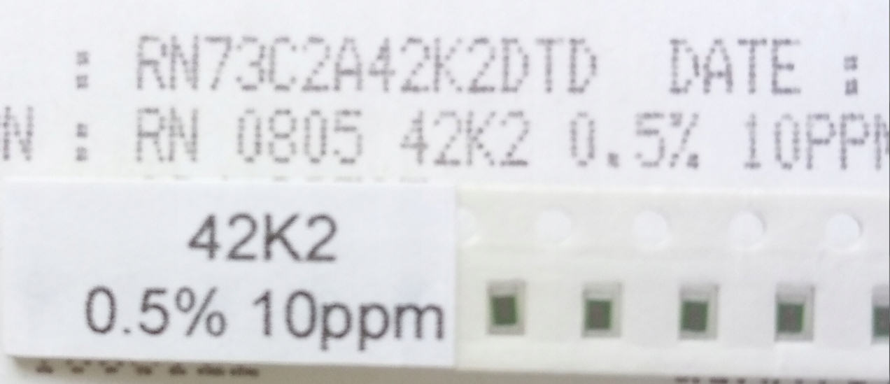 [20szt] Rezystor precyzyjny RN73 Smd 0805 42.2K 10ppm 0,5% low noise audio