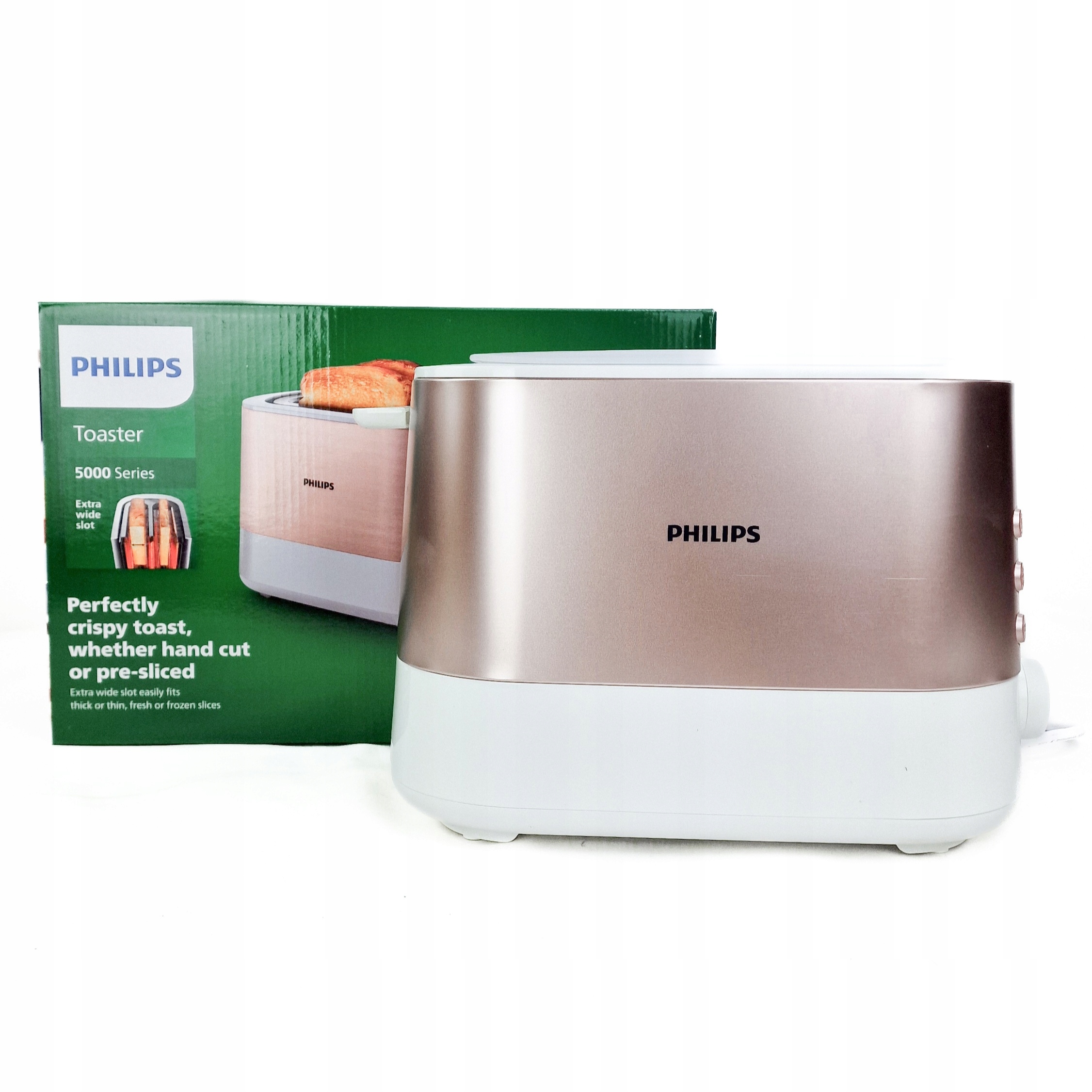 Toster Philips HD2638/11 950W szerokie otwory ruszt do bułek 7 ustawień