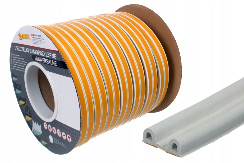 Gumové těsnění Epdm samolepicí typ P 9x5,5 mm bílá role 100