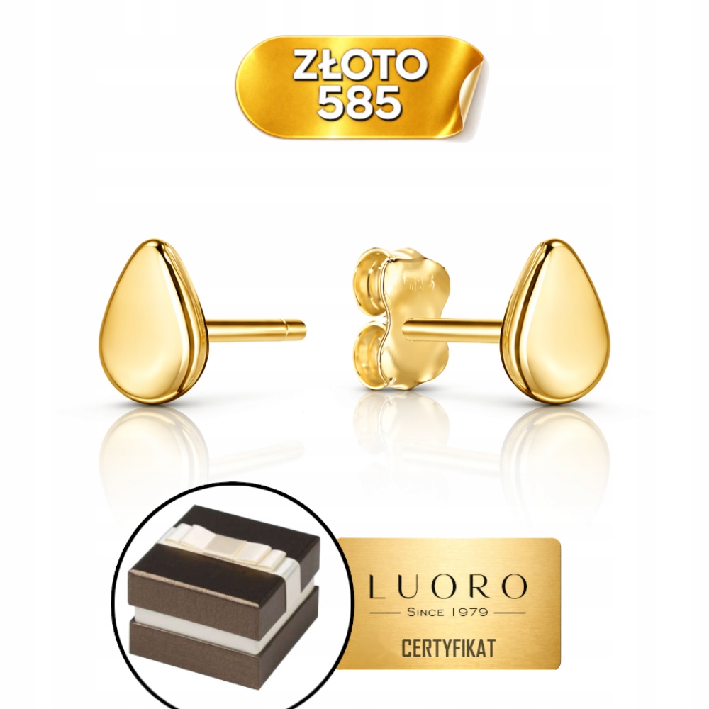 Náušnice Zlaté 585 Slzy Na Tyči Elegantní 7 MM Dárek