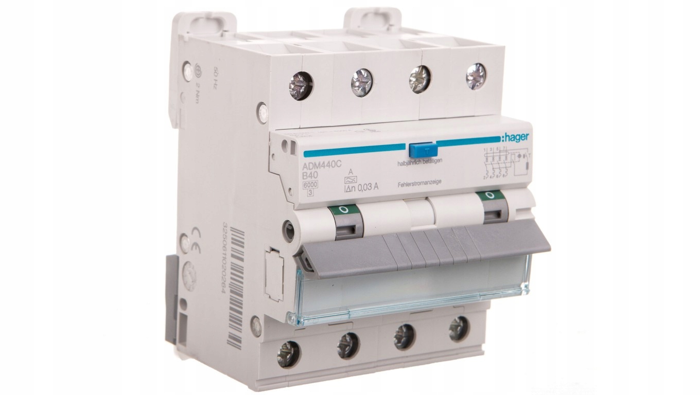Wyłącznik różnicowonadprądowy 4P B 40A 0,03A Typ A 6kA Rcbo ADM440C