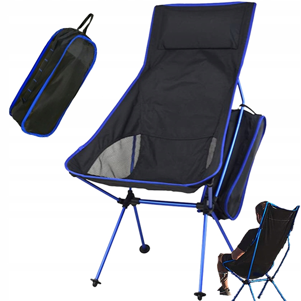 Krzesło Wędkarskie Składane Turystyczne Do Wędrówek Z Pokrowcem 150KG