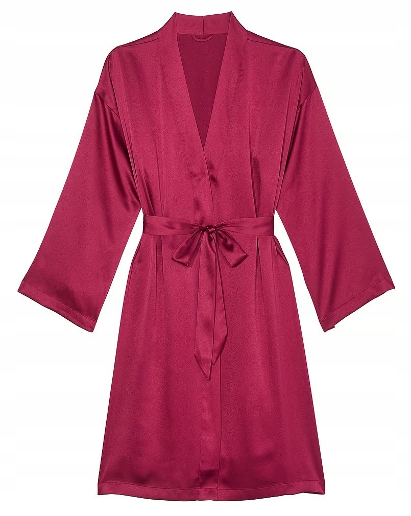 Saténový midi župan Victoria’s Secret bordový Xs/s