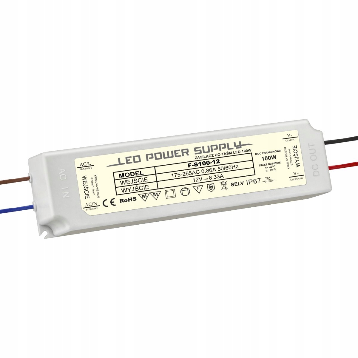 ZASILACZ LED 100W 12V/DC WODOODPORNY F-S100-12