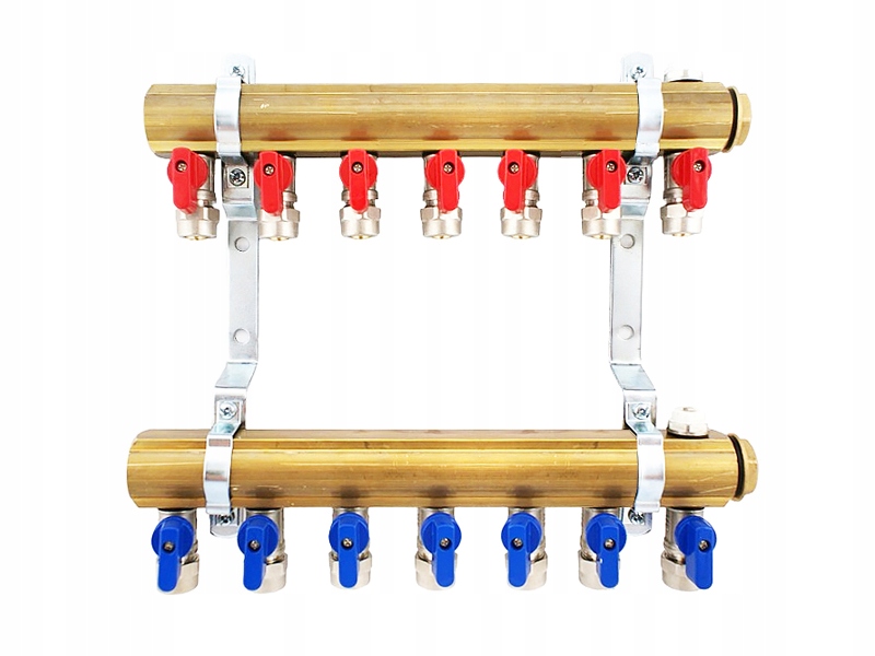Rozdělovač 7 Okruhů Pro C.o. Vyzbrojené Ventily 1/2 x 16 Pex Odvzdušňovače