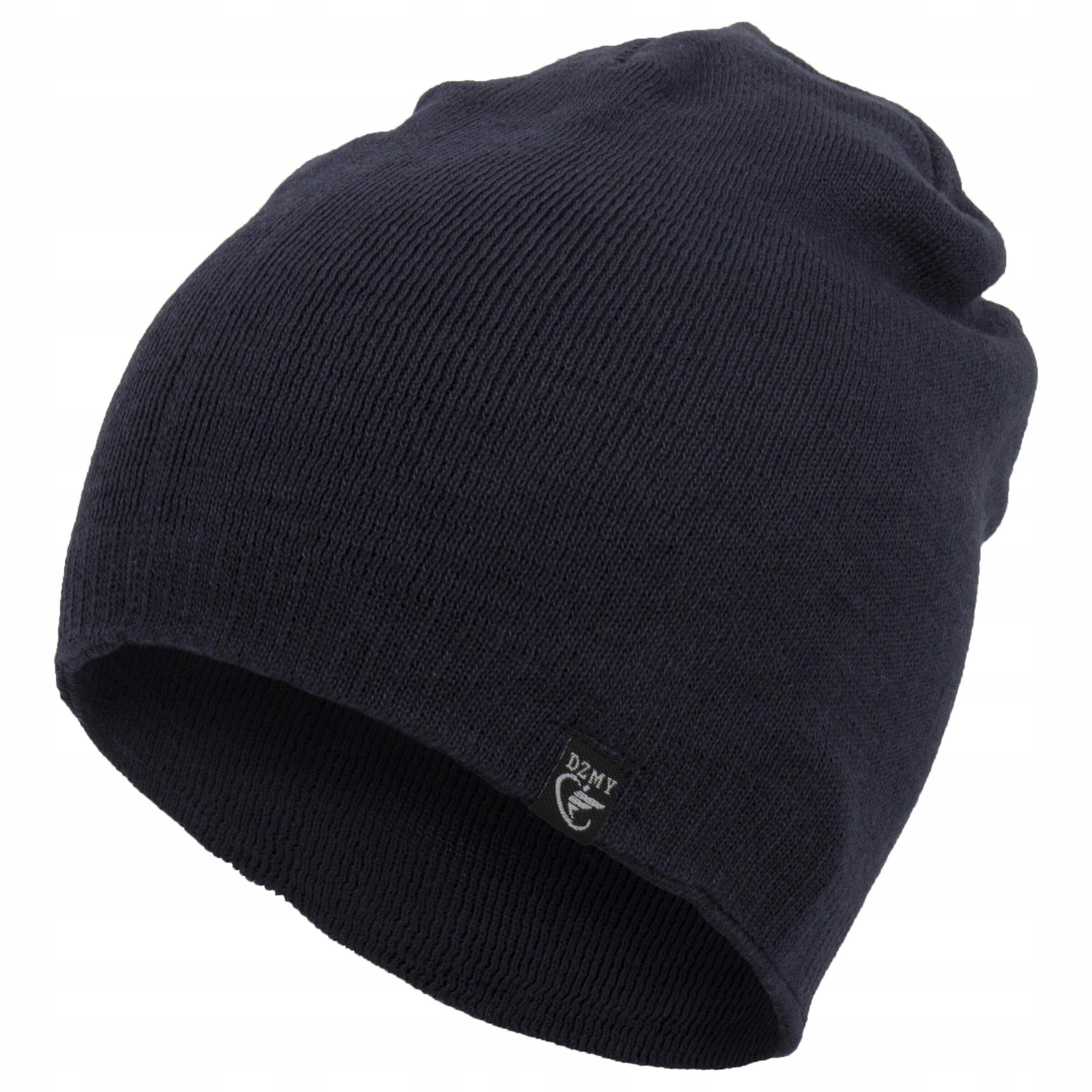 

W392C Ciepła zimowa czapka męska beanie granatowa