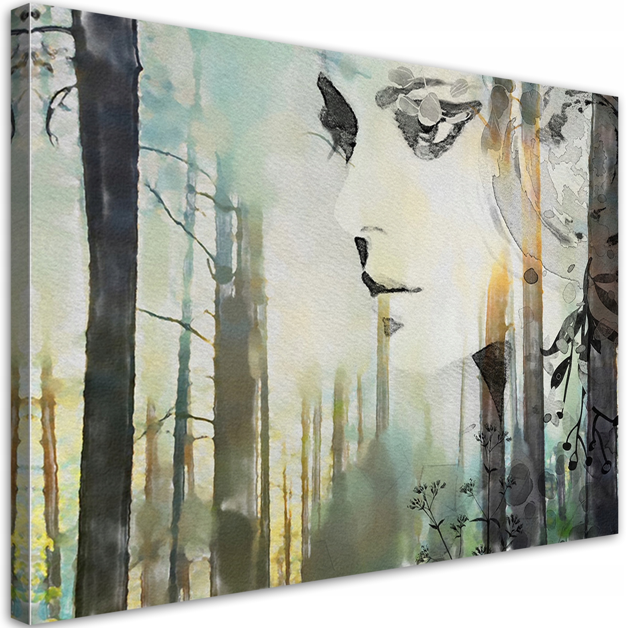 Obraz na plátne, Abstraktná tvár ženy v lese 90x60