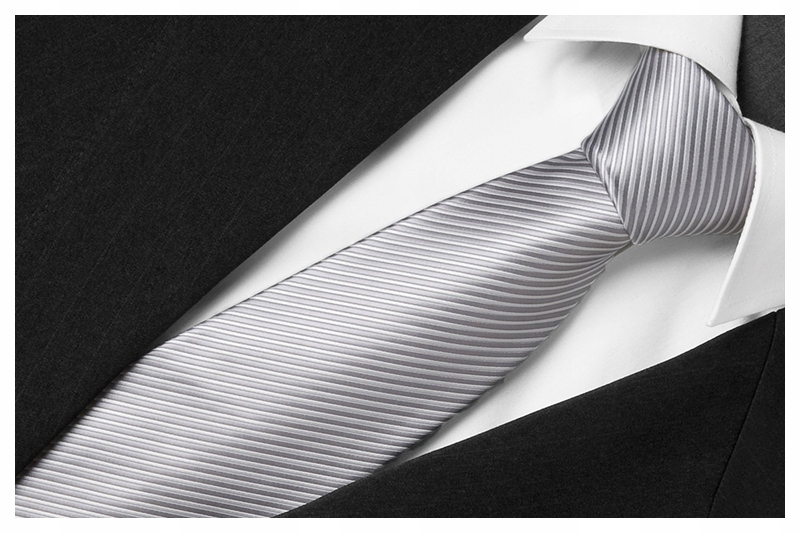 

Greg Żakardowy Krawat Męski Srebrny Mikrofibra g22