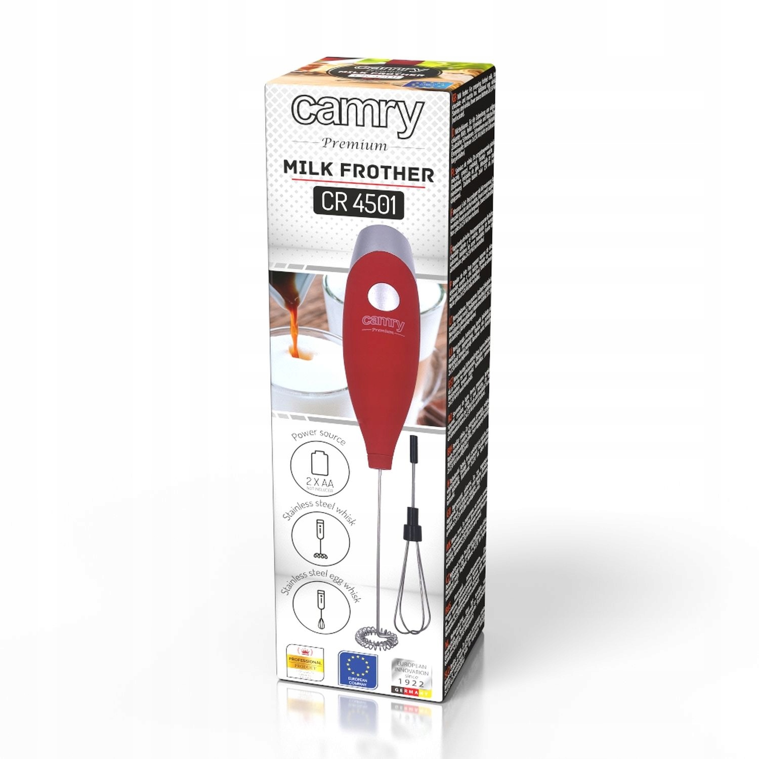 Spieniacz do mleka CR 4501 red z mieszadłem i stojakiem