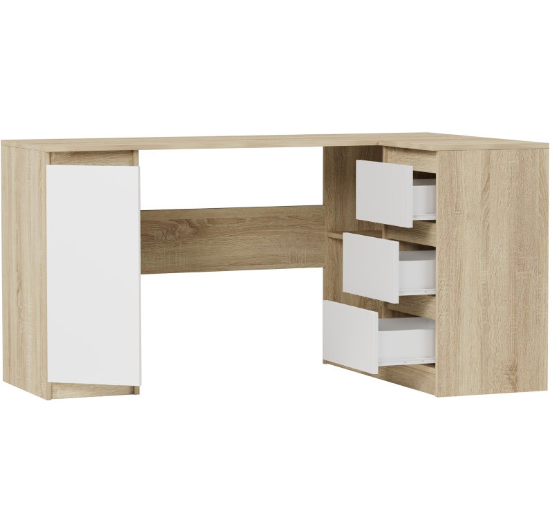Biurko narożne komputer 3sz 150cm sonoma biały N12