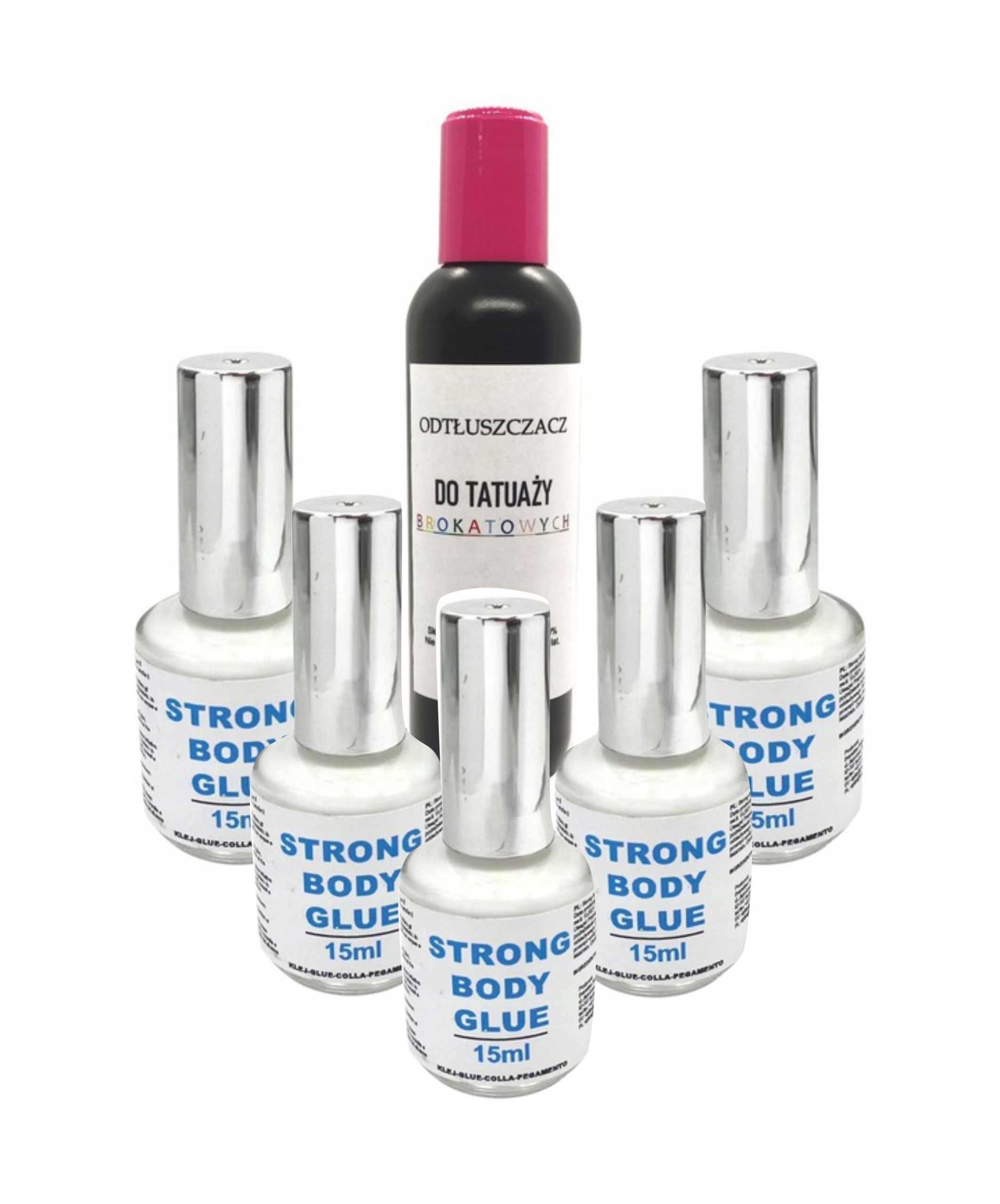 5 kusů Lepidlo na brokátové tetování 15 ml Odmašťovač +64 brokátů Bonus