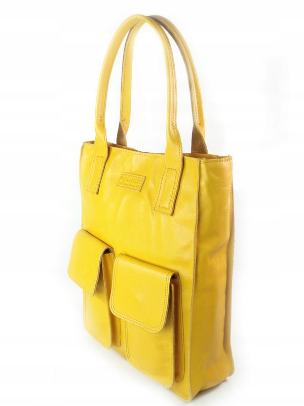 Torba Worek Vera Pelle Shopper Kieszenie ŻÓŁTA Płeć kobieta