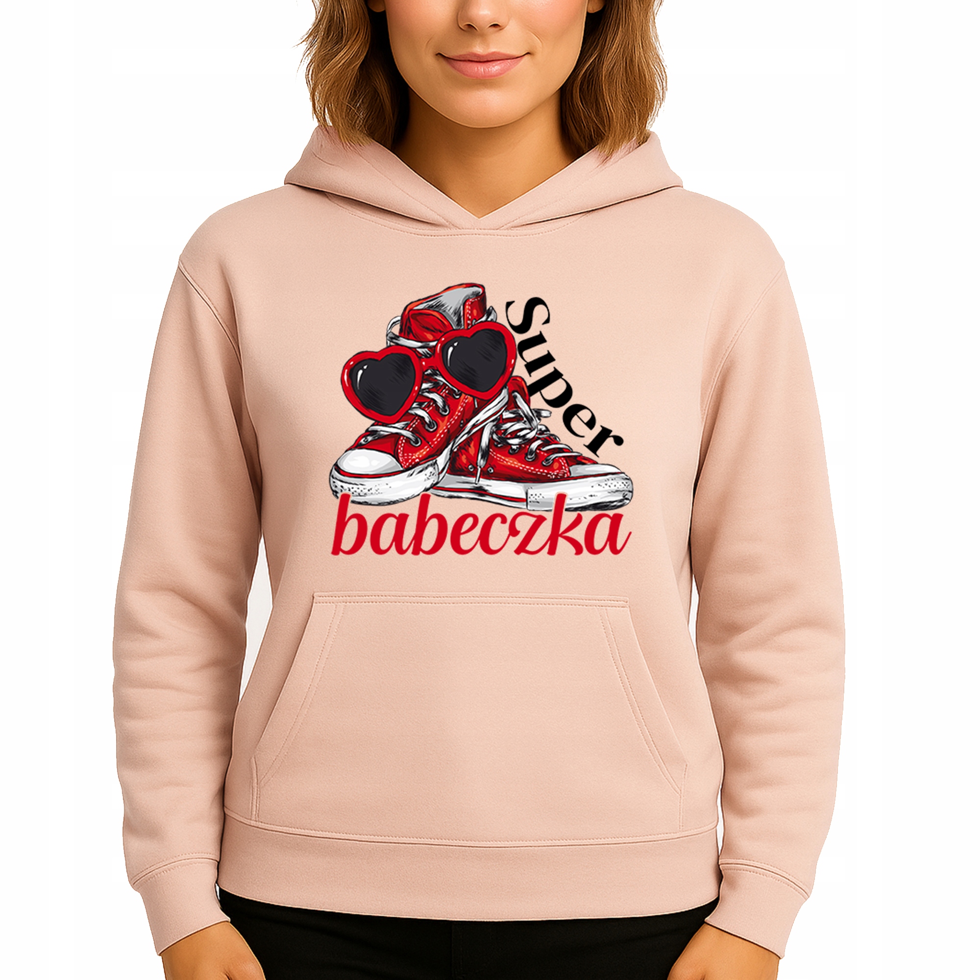 Mikina S Kapucí Broskvová Hoodie Bábovka S