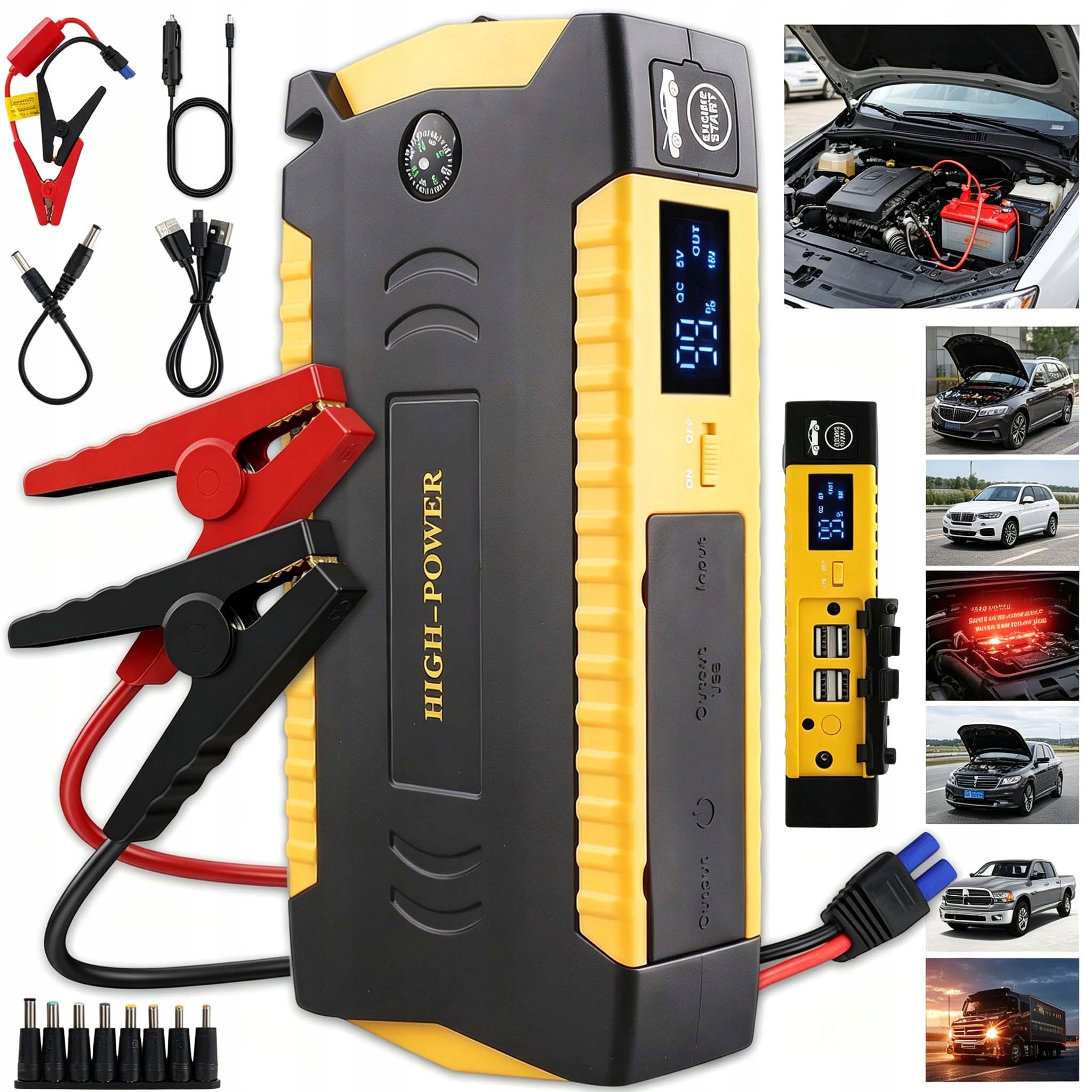Booster Štartér Jump Starter Kompresor Powerbank Pumpa Puzdro Led 6000MAH