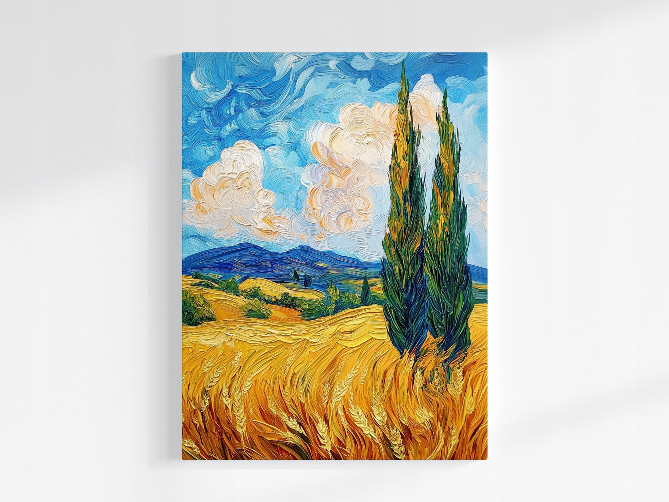 Obraz Na Plátně Canvas Krajina Léto Pole Obilí Hory Cypřiš 75x100