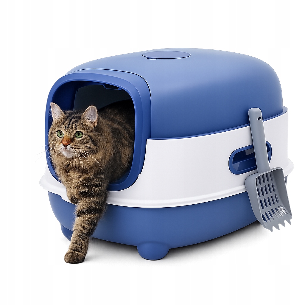 Levně Toaleta pro kočky Velká Uv Uzavřená toaleta modrá Lopatka 54 cm HT01