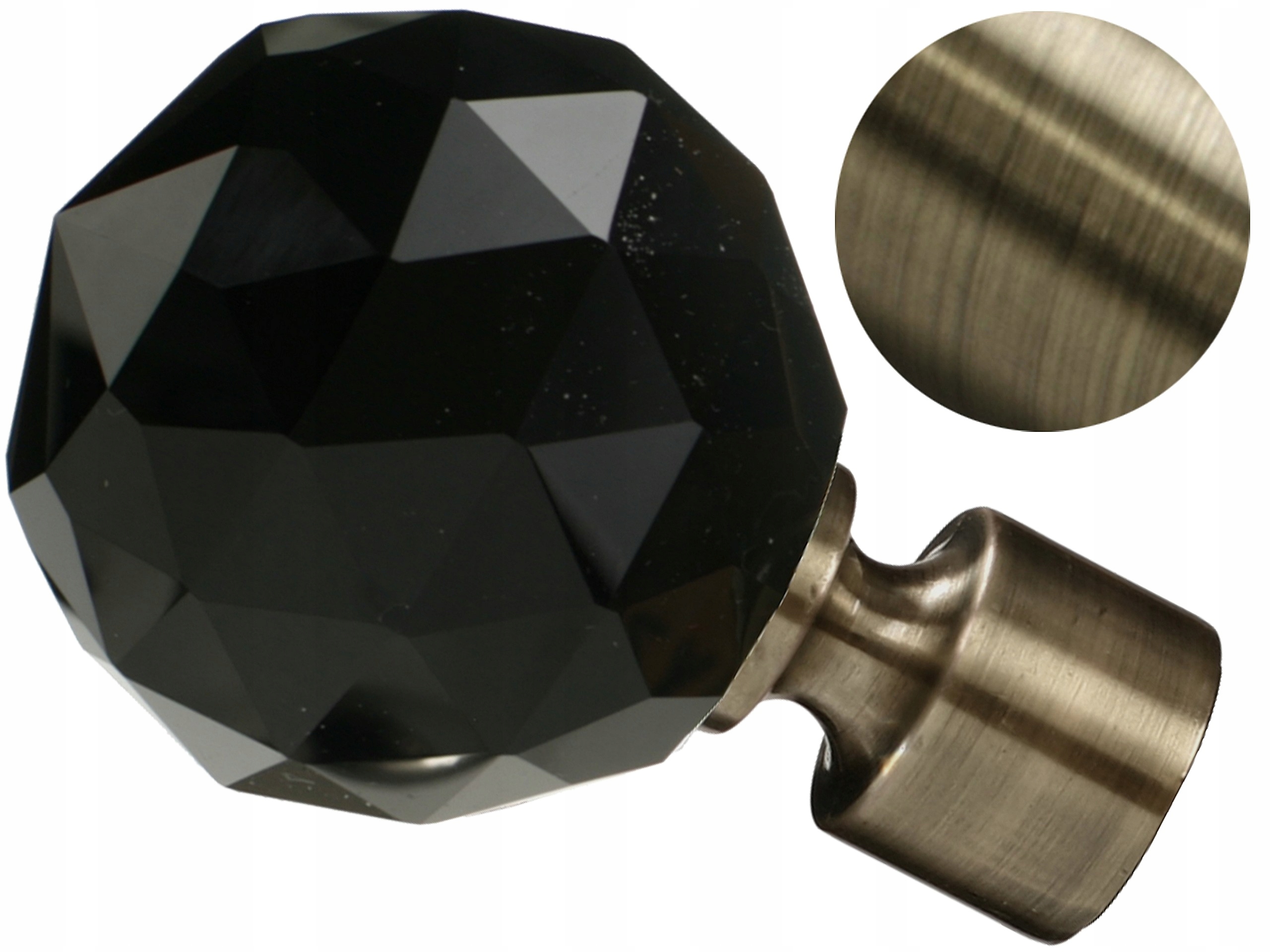 

19 mm Czarna Kryształowa Kula do karnisza Złoty