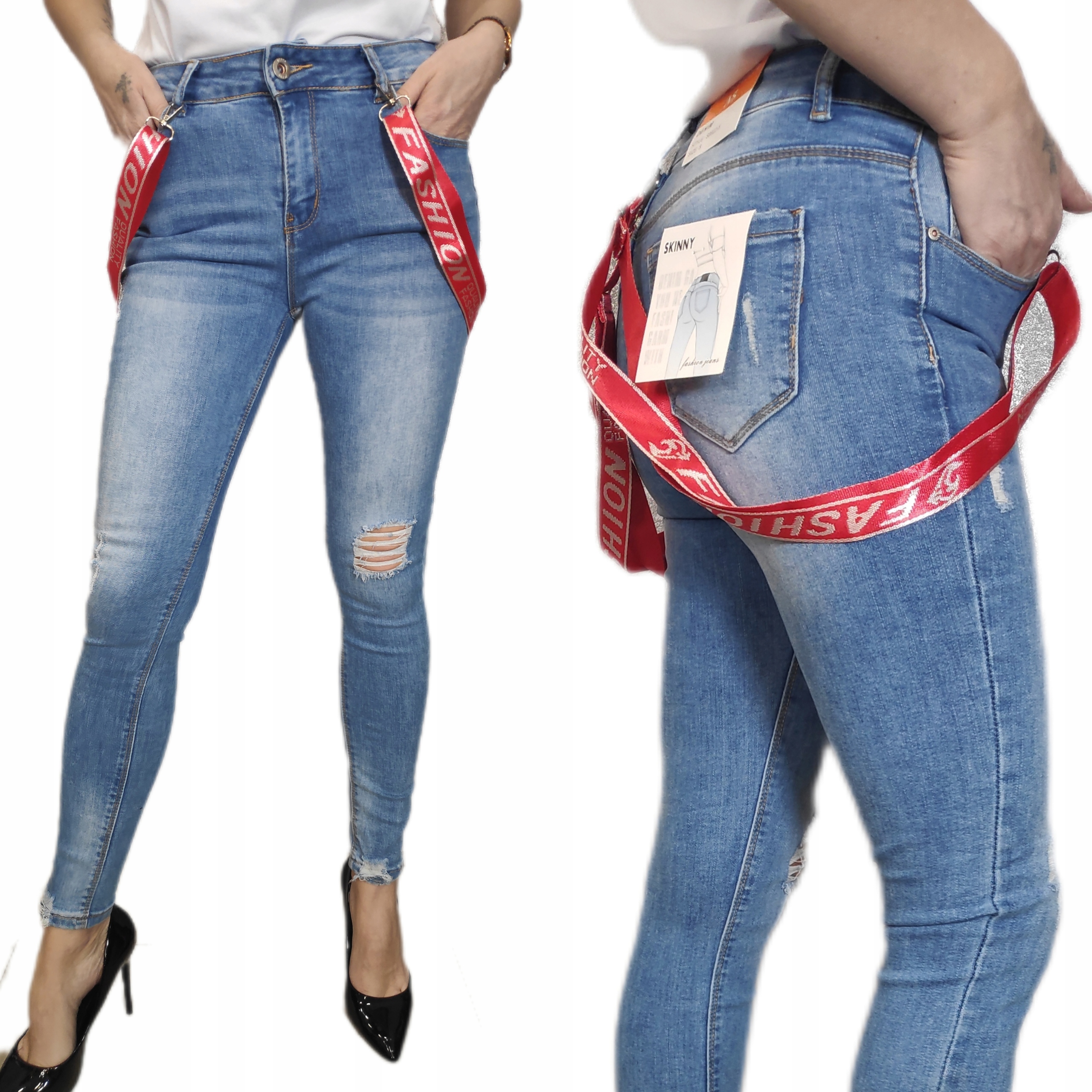 Dámské Džínové Kalhoty Úzké Nohavice Klasické Džíny L