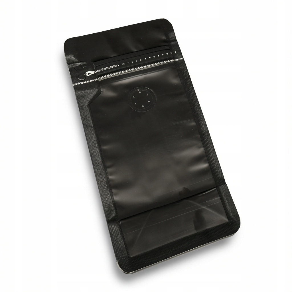 Doypack z zamknięciem typu ziplock na kawę 50g czarne 90x196+50mm 50 szt