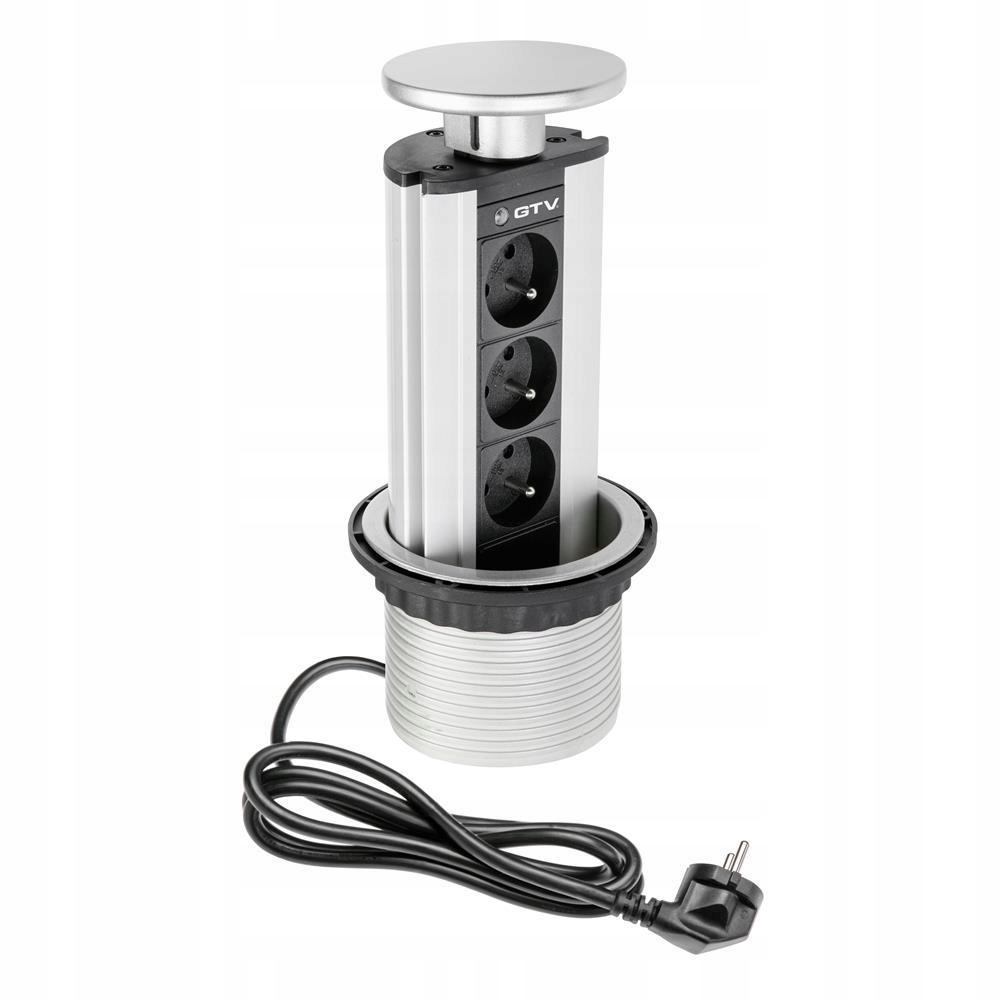 Zásuvky zapuštěné do pracovní desky 3x230V – AE-BPW3G stříbrné