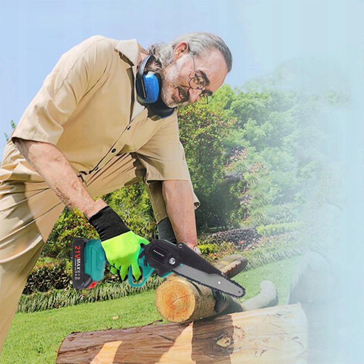 PIŁA ŁAŃCUCHOWA 6" PILARKA AKUMULATOROWA 6CAL 2x AKUMULATORY 21V ZESTAW Zasilanie akumulatorowe