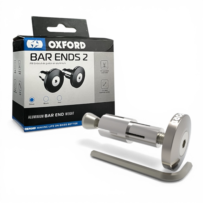 Ciężarki Końcówki Kierownicy Oxford BarEnds 2 Srebrne 22mm