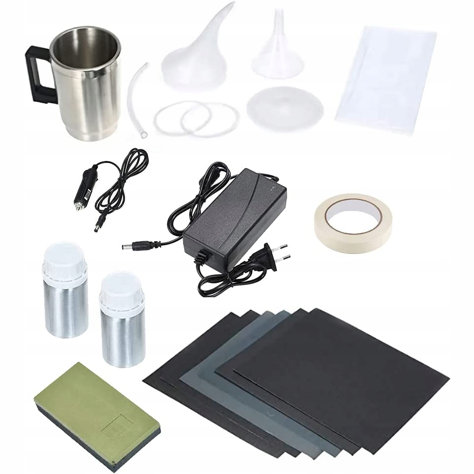 CZAJNICZEK DO REGENERACJI LAMP ZESTAW Z PŁYNEM 100ML PAPIERAMI ŚCIERNYMI