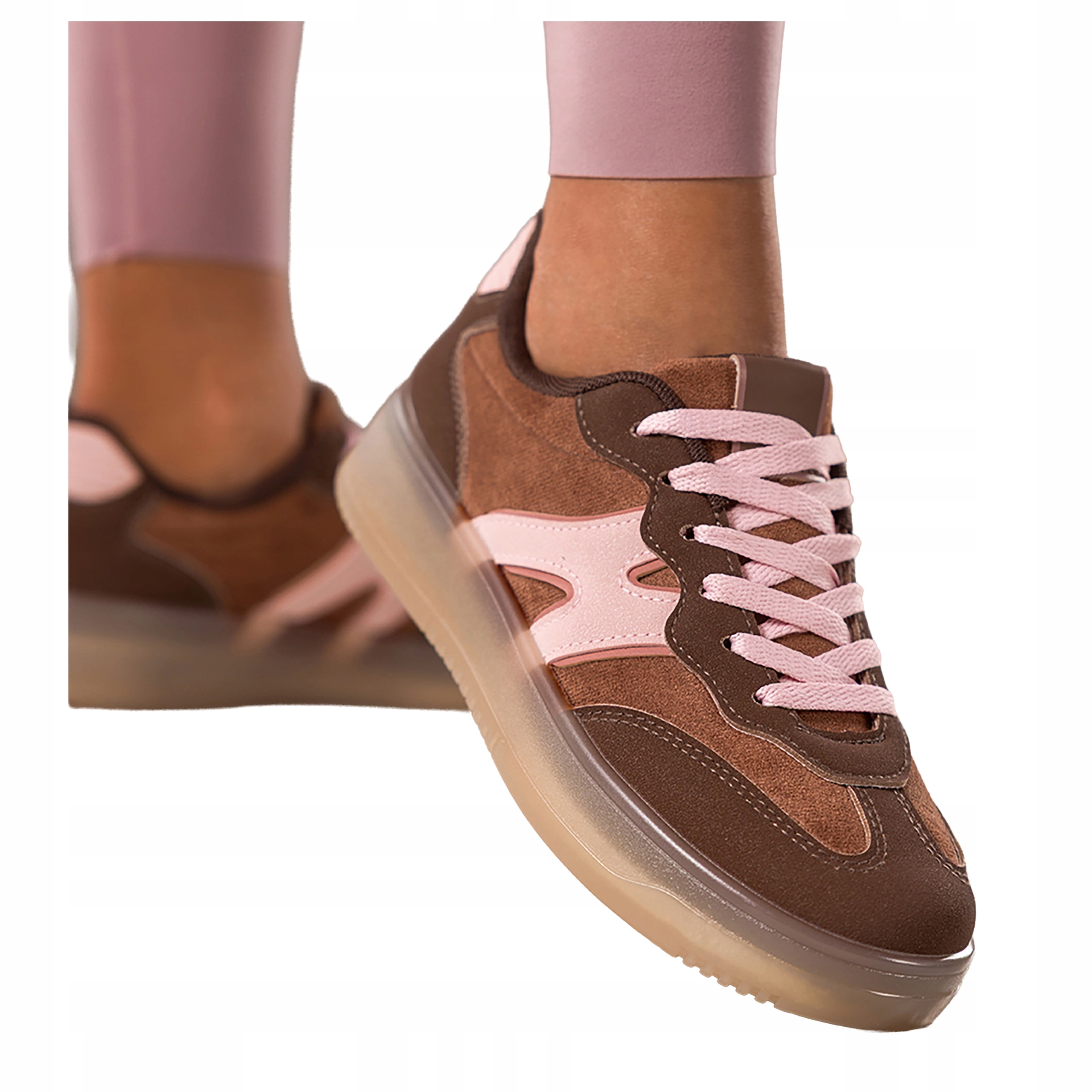 Čokoládové Tenisky Dámské Platforma Šněrovací Pohodlné Sportovní vel. 36