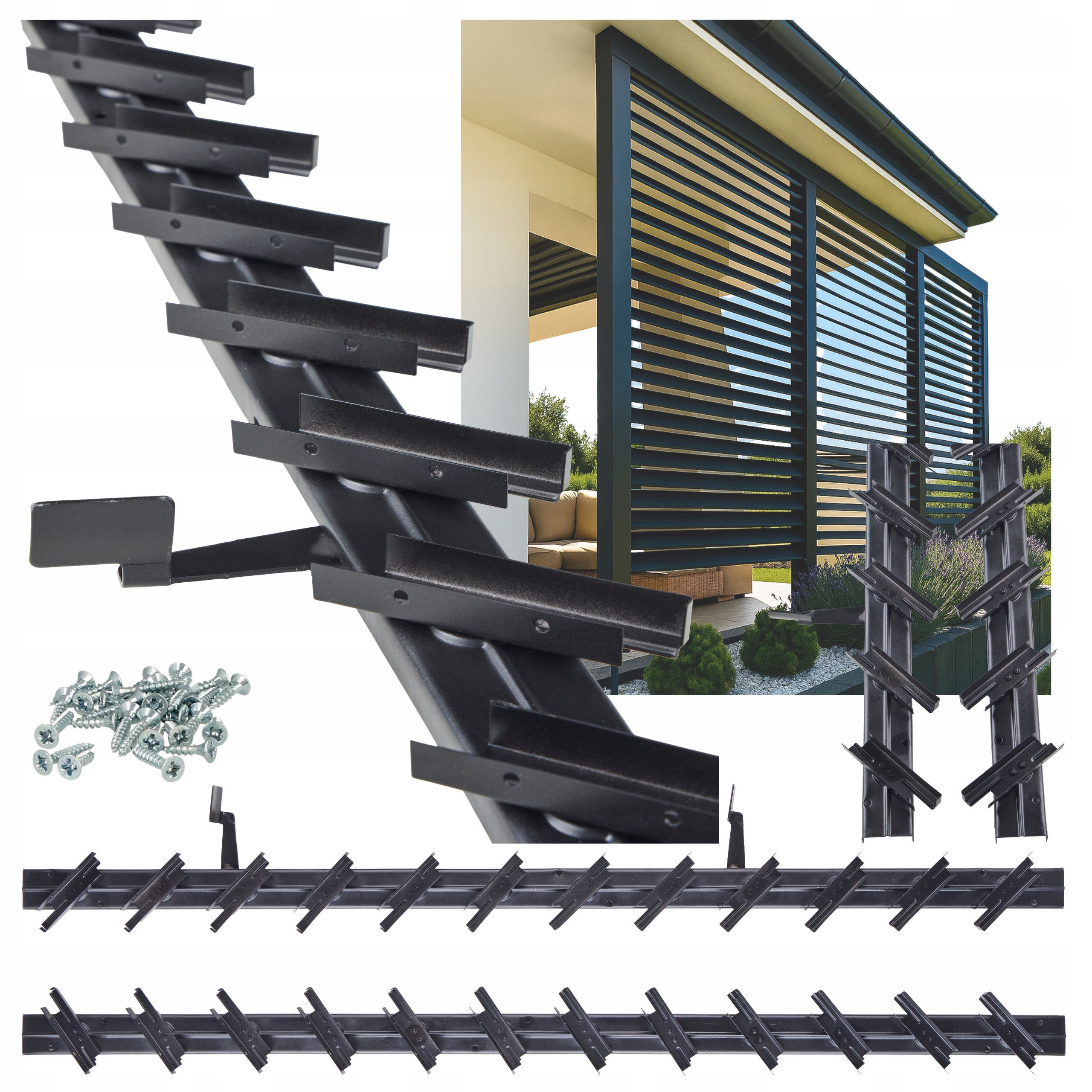 Pohyblivé Prkénka Mechanismus Žaluzie Na Terasu Do Altánku Shutters Černý 107 CM
