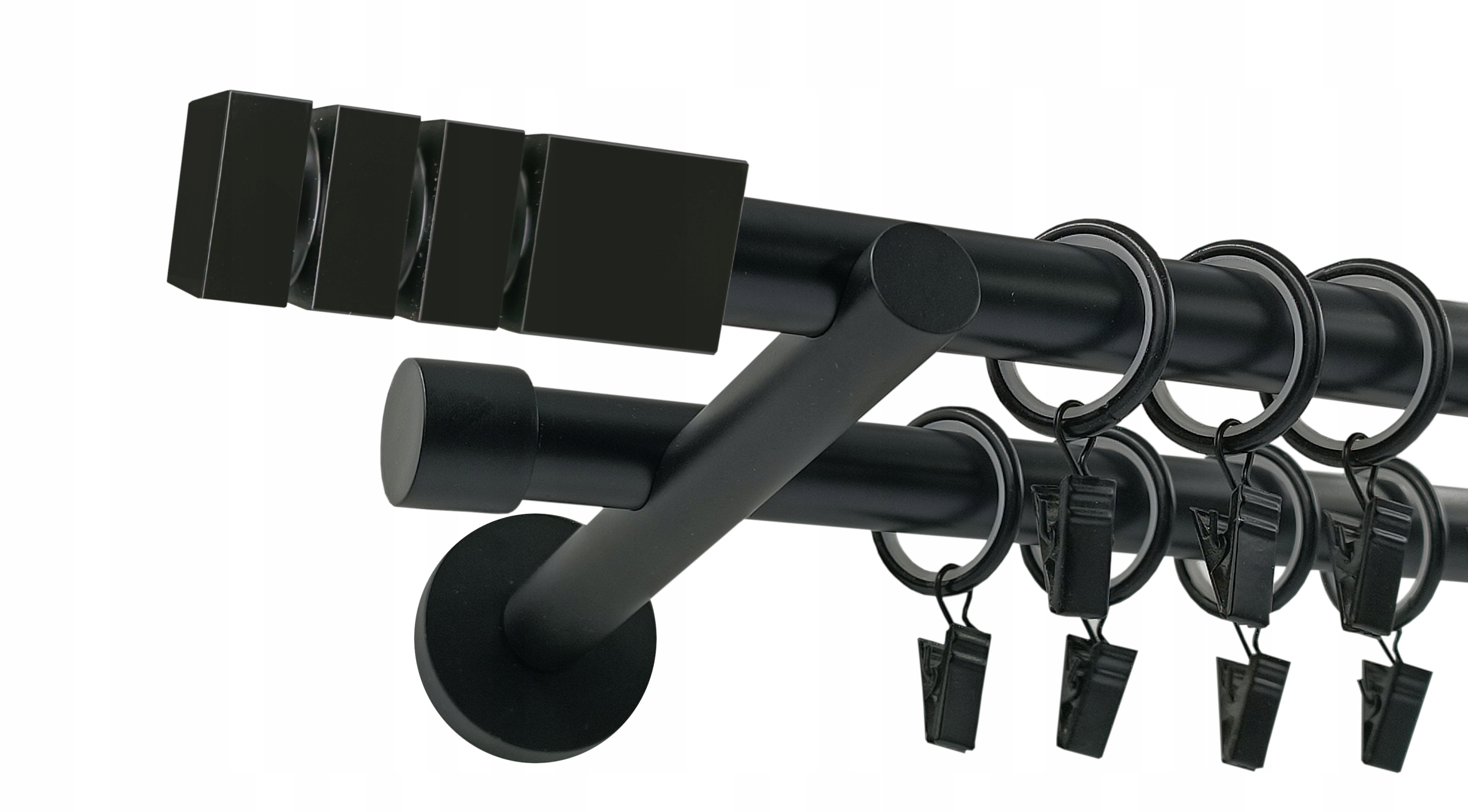 Garnýž Dvojitá Kov 19+19 mm Černý 120 cm Nordic