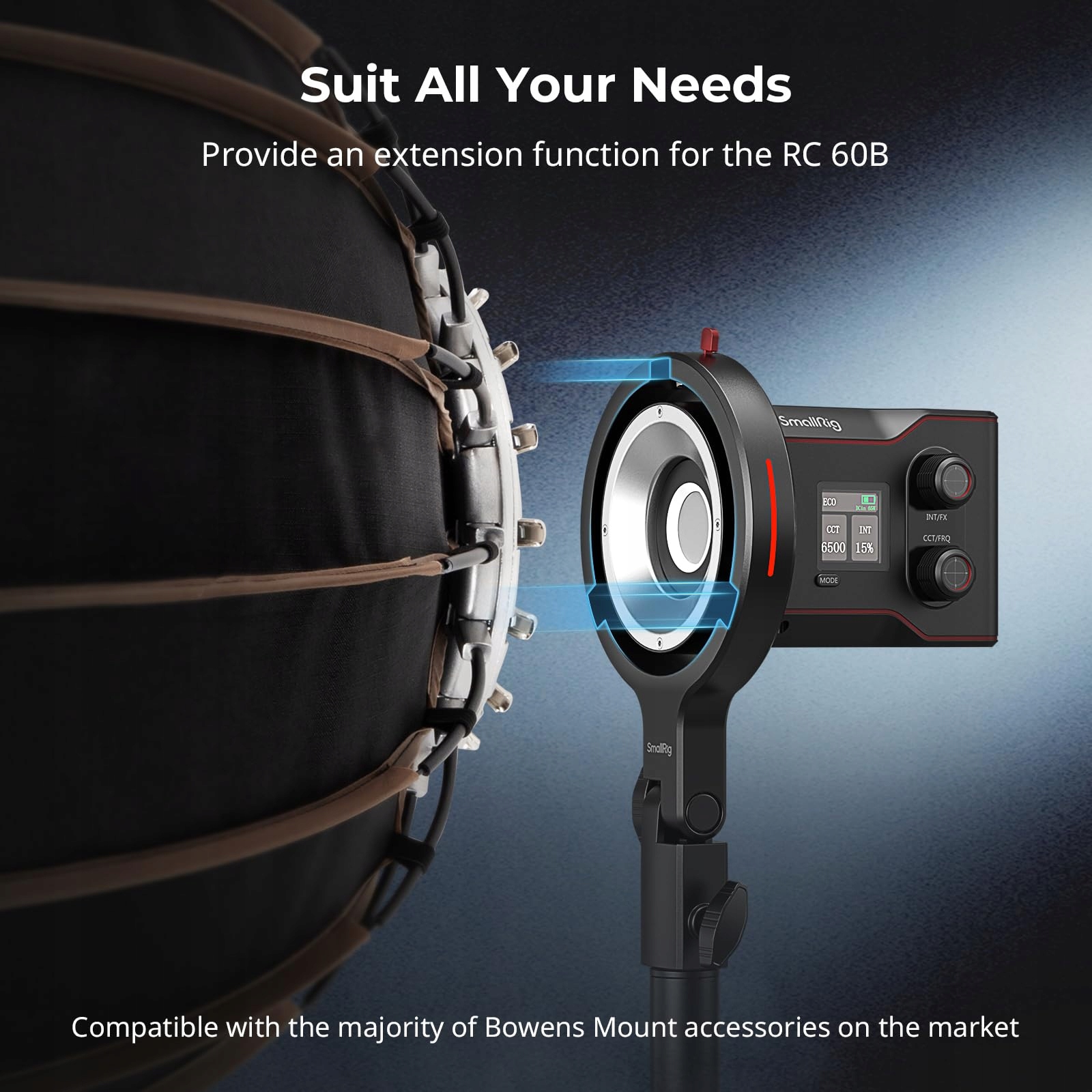 SMALLRIG Adapter Bowens Mount Softbox Do Lampy RC 60B COB 1,5 kg — miniatura 4