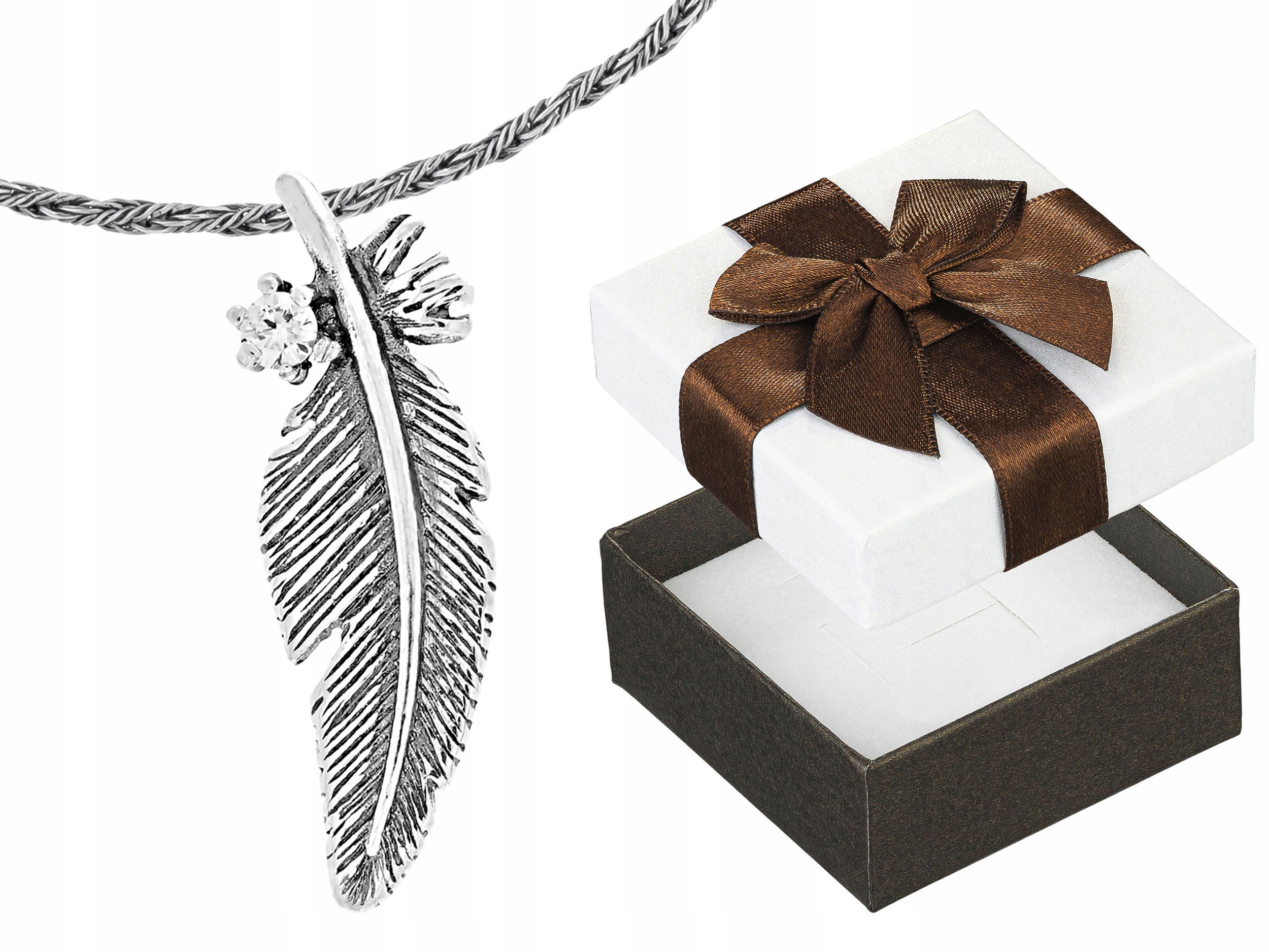 Krátký stříbrný dámský oxidovaný náhrdelník s perem a zirkonem Choker 40 cm