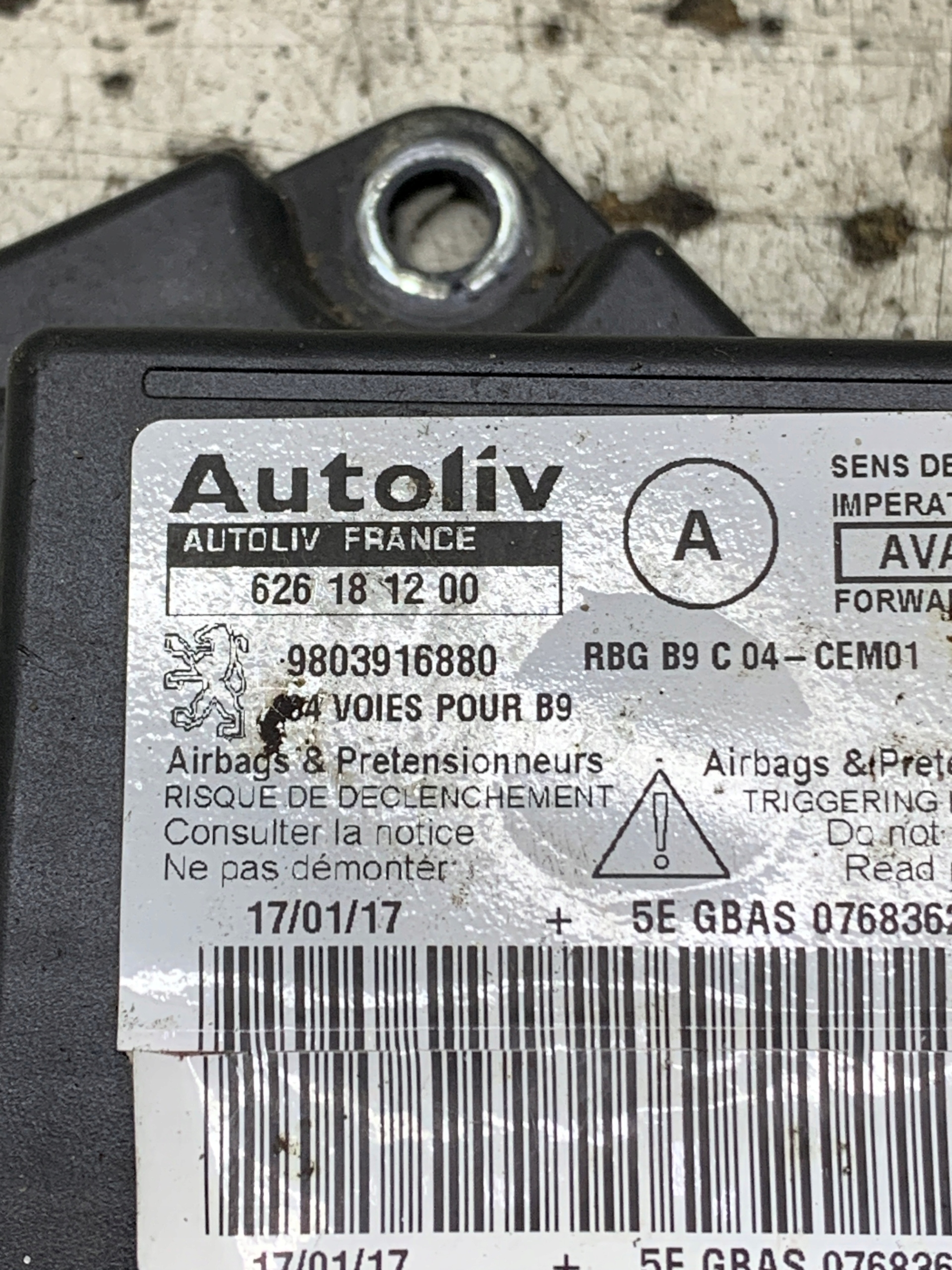 modulo SENSOR airbag 9803916880 CITROEN BERLINGO II