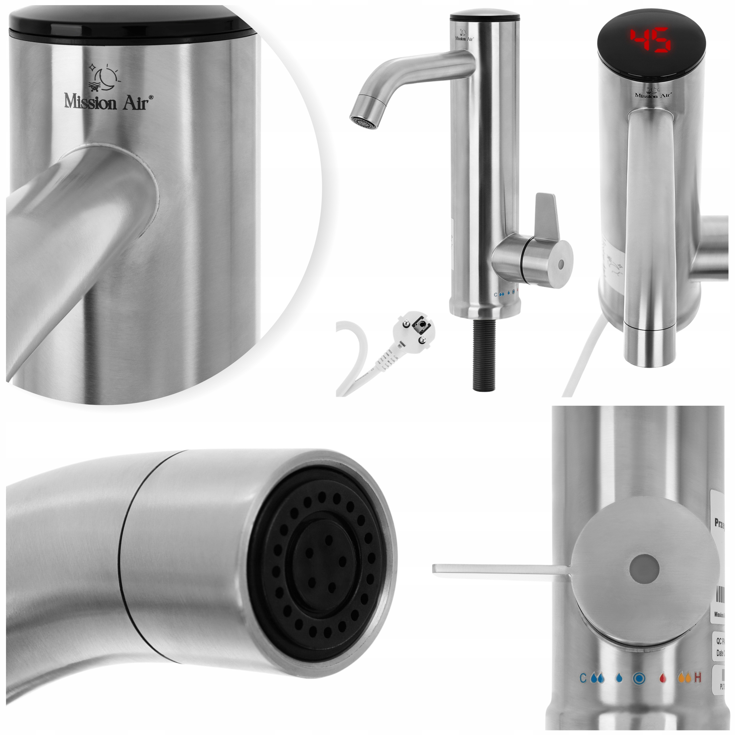 Elektrický prietokový kohútik na ohrievač vody Mission Air Flux 3,3 kW LCD