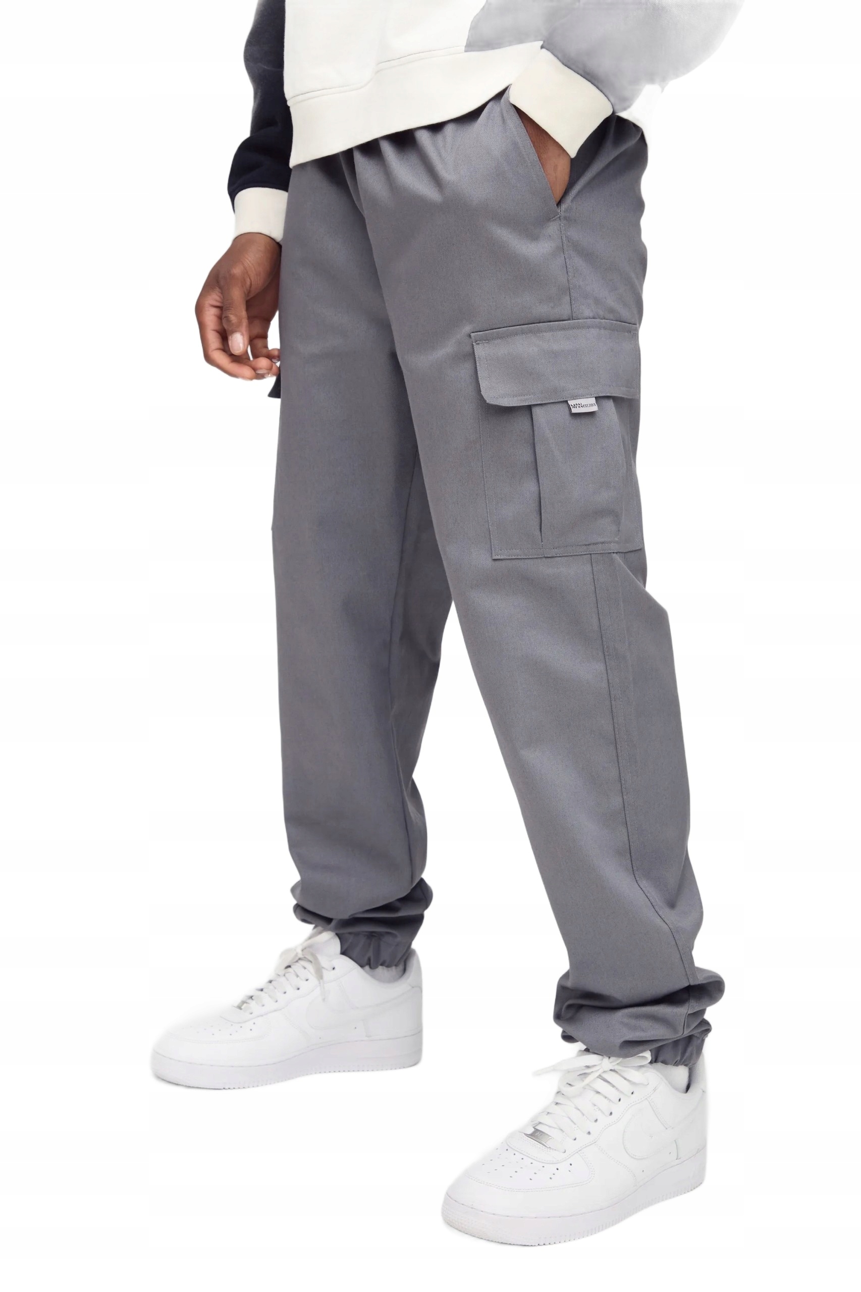 Boohooman Šedé Pánské Chinos Kalhoty S Kapsami Na Nohavicích Xs Z3A